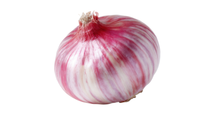 Red onion bulb isolated on transparent background, showcasing fresh raw vegetable for cooking and healthy eating