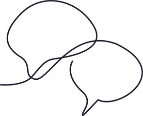 Two connected speech bubbles in a continuous line art style.