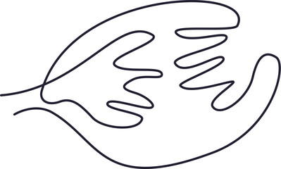Continuous line art drawing of two hands reaching out to each other.