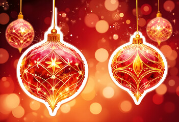 Red and yellow watercolor gradient with large decorative ornaments neon accents abstract glowing lines soft bokeh circles
