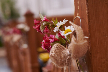 Flower Decoration on Church Pew