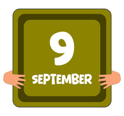September Month Name sign board hands holding with transparent background