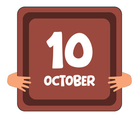 October Month Name sign board hands holding with transparent background