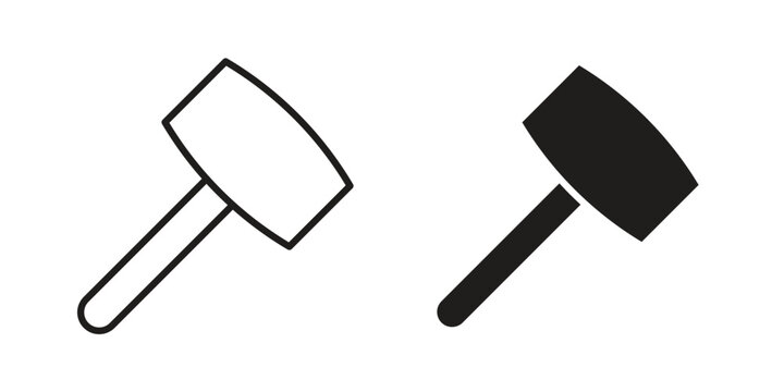 Wooden mallet icon on white background. Stock vector icon