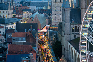 Christmas Market in Ghent from Above