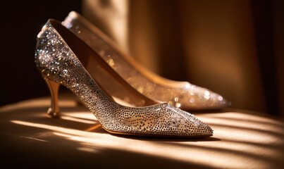 Naklejka premium Two high heels with glitter on them