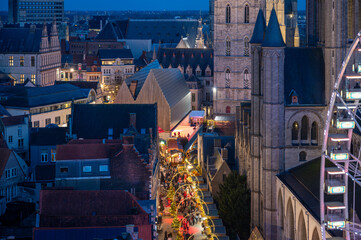 Christmas Market in Ghent from Above