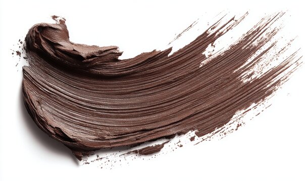 A brown brush stroke on a white background