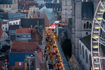 Christmas Market in Ghent from Above