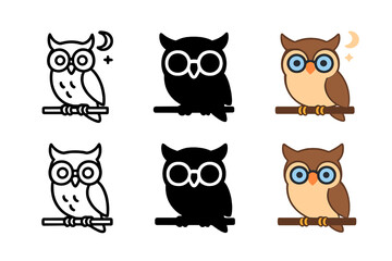 Owl Icon Designs. Owl Branch Spectacles, clean modern icon merging nocturnal calm, vision, and nature’s stillness, first in line