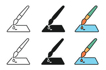 Dynamic Paintbrush Canvas. Paintbrush dripping small drop of color onto canvas, dynamic minimal layout, first in line style with