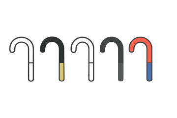 Obraz premium Diverse Canopy Handles. Canopy Curve Handle first in line style with thin outline, second in solid style filled shape, third in