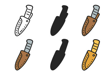 Leather Sheath Icons. Detailed leather sheath with molded interior for knife, clean minimal vector icon, first in line style with