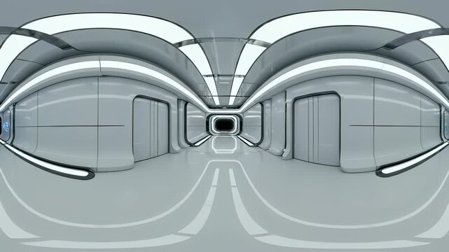 Full body mirrors and doors in a futuristic room perfectly capture the concept of limitless possibilities, exploring new paths, and pursuing knowledge, ideal for use as a thought provoking.