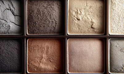 Fototapeta premium A row of makeup palettes with different shades of brown