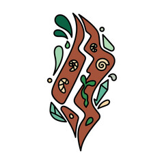 Cute cartoon cat sleeping peacefully under a tree next to a picnic basket isolated on transparent background isolated on white background