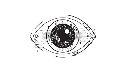 Abstract mechanical eye design with gears and circuitry illustrating futuristic vision technology and engineering.