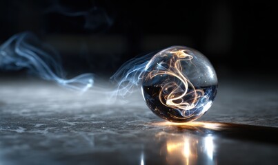 A glass ball with smoke coming out of it