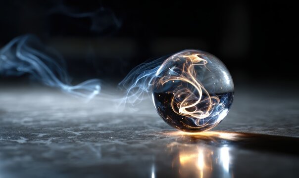 A glass ball with smoke coming out of it - Powered by Adobe
