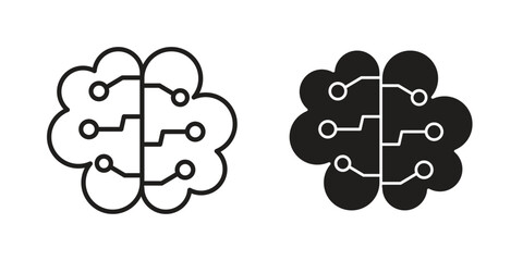 Brain circuit icons logo design, Pictogram Icons
