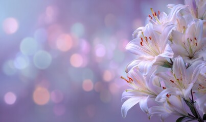 A bouquet of white flowers with red tips