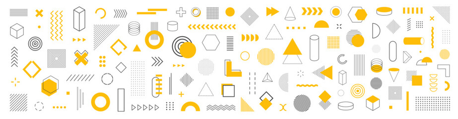 Modern vector pattern of abstract yellow and black geometric shapes for background, branding, poster template and creative design project. Vector illustration