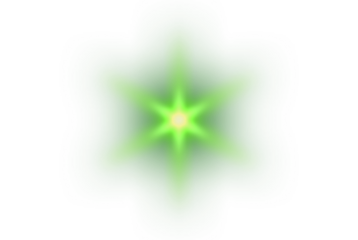 Glow, green star flare, neon shine with sharp luminous rays and a vibrant concentrated light burst for futuristic illumination.