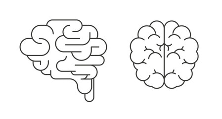 Linear abstract heart and brain. Mental health concept illustration.