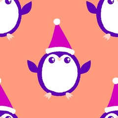 Christmas animals seamless penguin pattern for wrapping paper and fabrics and kids print