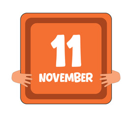 November Month Name sign board hands holding with transparent background