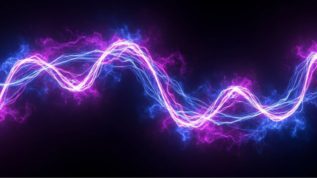 A vibrant neon wave energy dances, illuminating the darkness with its electrifying energy, a testament to the dynamic interplay of light.  vector illustration