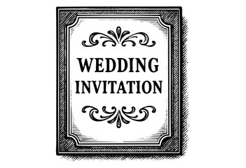 Elegant wedding invitation design with floral ornament and textured frame in vintage style &mdash; stock illustration.