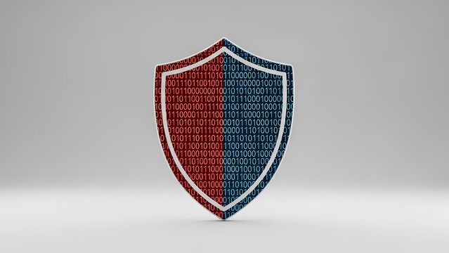 Corporate-style icon set for cybersecurity and data protection. Clean, linear illustrations of shields with binary code, locked clouds, padlocks on data streams, guardian knights made of firewalls, sa
