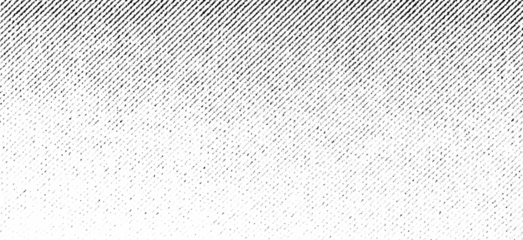 Diagonal halftone gradient texture with soft black grain on transparent background. Faded dot pattern with minimal contrast.