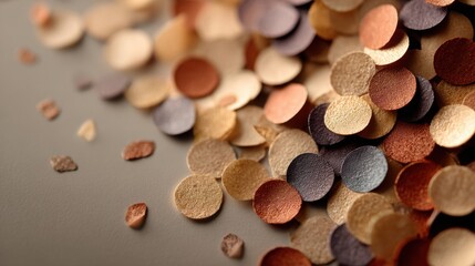 Colorful confetti scattered on a gray surface for celebrations and events planning