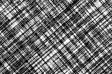 Abstract diagonal grid pattern with distorted lines and dense halftone dots, creating a noisy, textured look on transparent background.