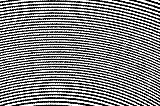 Curved halftone lines forming a radiating pattern with rough black texture on transparent background. Bold and high-contrast design. - Powered by Adobe