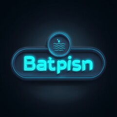 Glowing teal text "Batpisn" in a rounded rectangle with an icon. Dark background, 3D effect