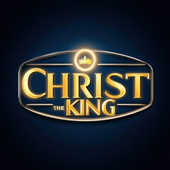 Glowing golden text centered on a navy blue background, with an oval frame and small crown