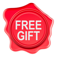 Free gift, red wax seal badge. 3D rendering