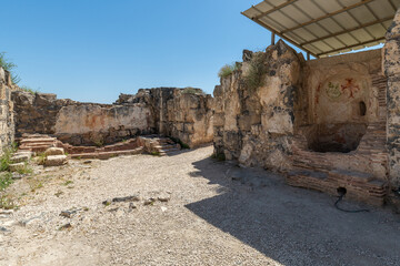 Side courtyard area of the Western Bathhouse at Beit She'an in Israel.
