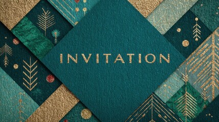Elegant invitation design featuring turquoise and gold with festive patterns for special events