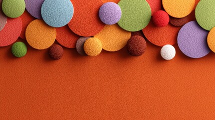 Colorful circles on an orange background create an engaging and vibrant visual display