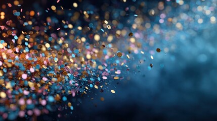 Shimmering colors of glitter scattered across a dark background creating a festive atmosphere