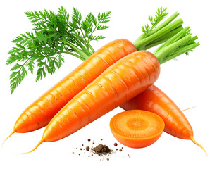 3D Fresh Carrot Trio with Green Tops and Farm-to-Table Styling