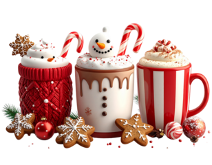  Whimsical Christmas Hot Chocolate Trio with Festive Accents