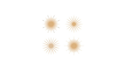Obraz premium Set of sunburst icons golden radiant starburst elements for graphic design isolated on white background