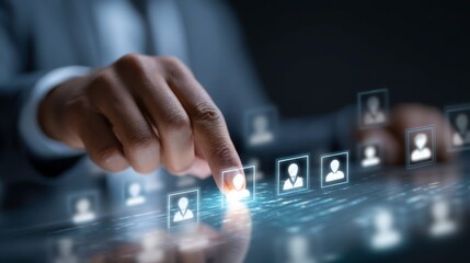Businessman Selecting Digital Profiles in Modern Technology Concept for Networking and Connections