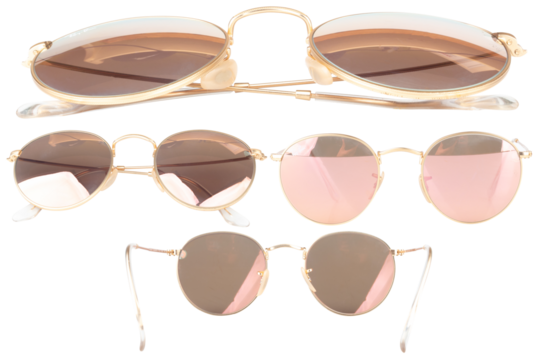 sunglasses on white bakground pink