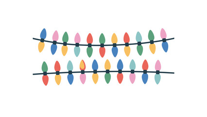 Colorful string lights festive decoration bulbs for holiday celebrations isolated on white background